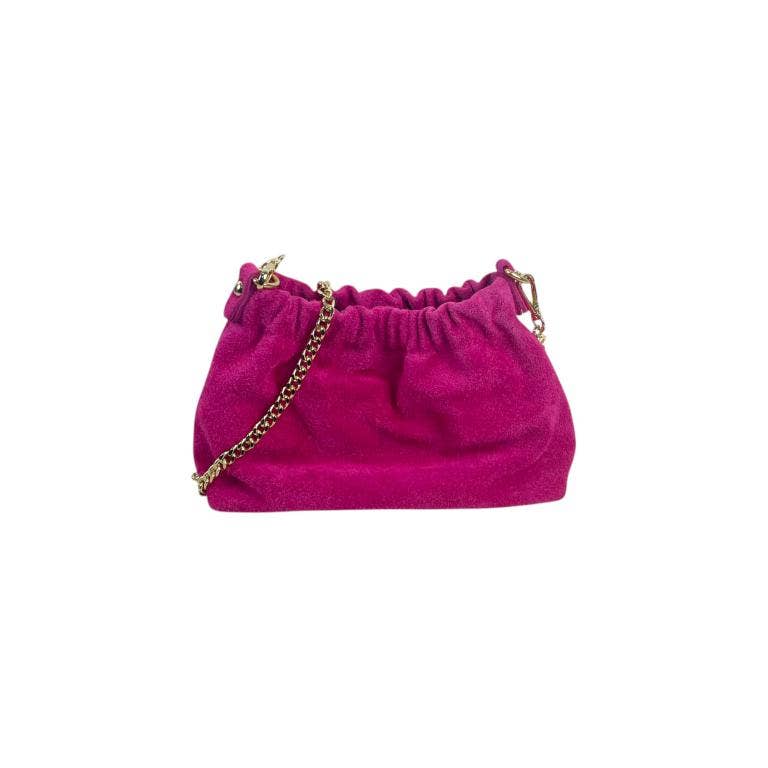Beuteltasche aus echtem Wildleder Fuxia