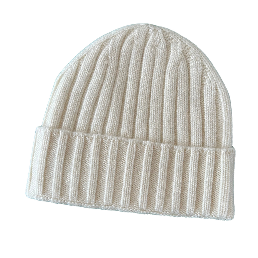 INARA - Cashmere Mütze Wollweiß