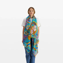 Lade das Bild in den Galerie-Viewer, Cotton Scarf - Cerise - Turquoise
