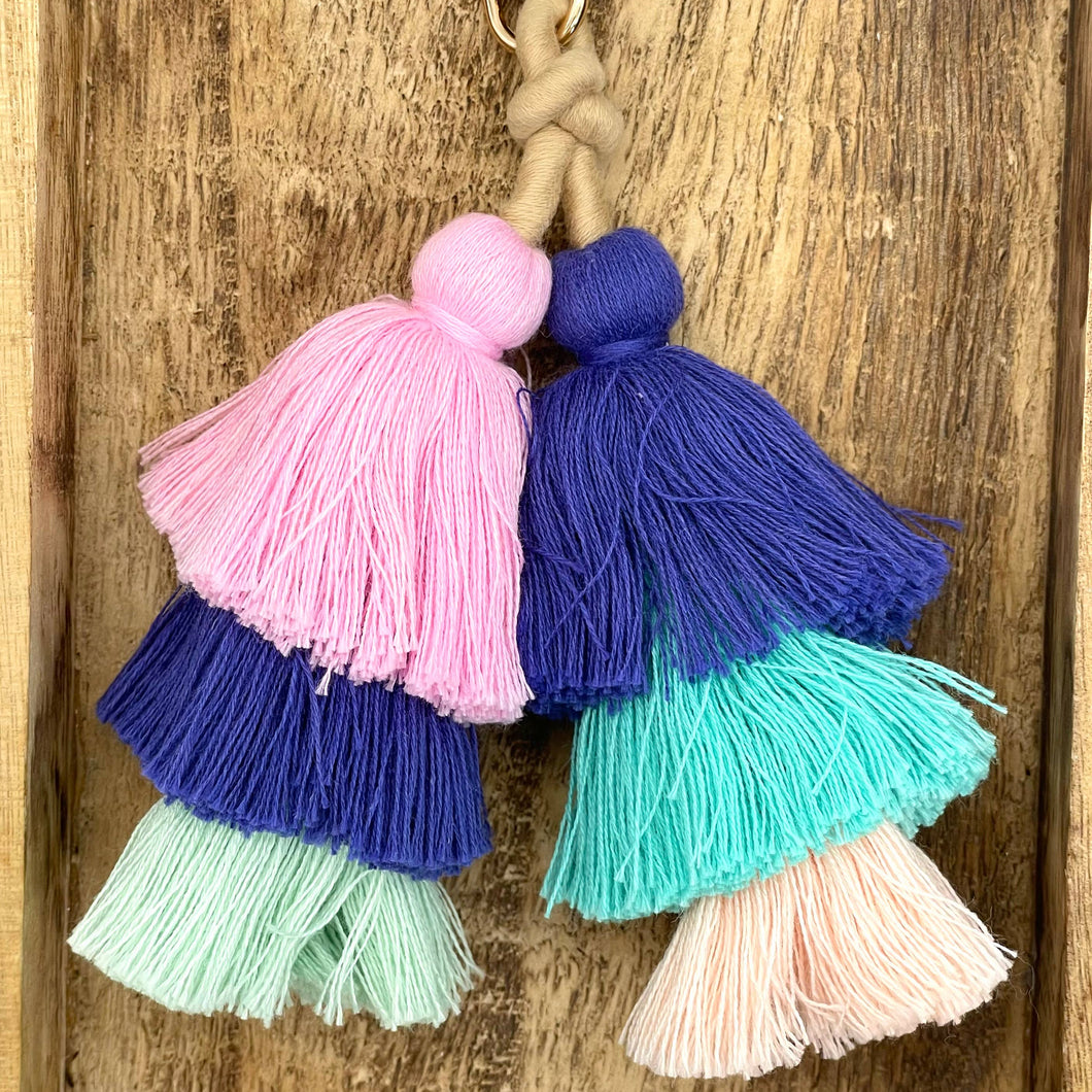 BOHO tassel bag charm blau