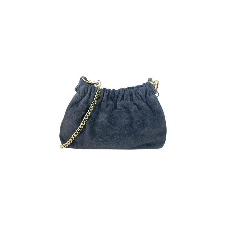 Beuteltasche aus echtem Wildleder Grau