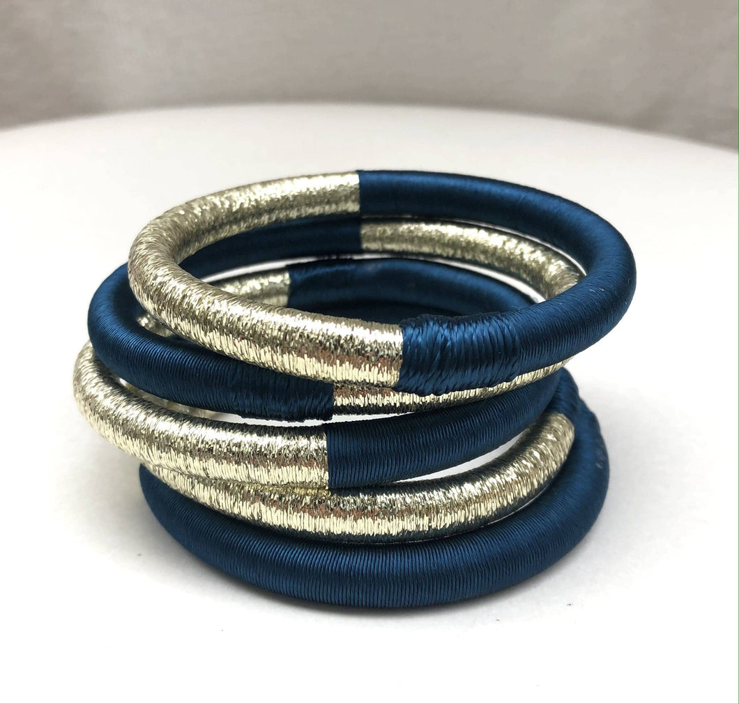 Bicolor Silk Bangle - Petrol/gold