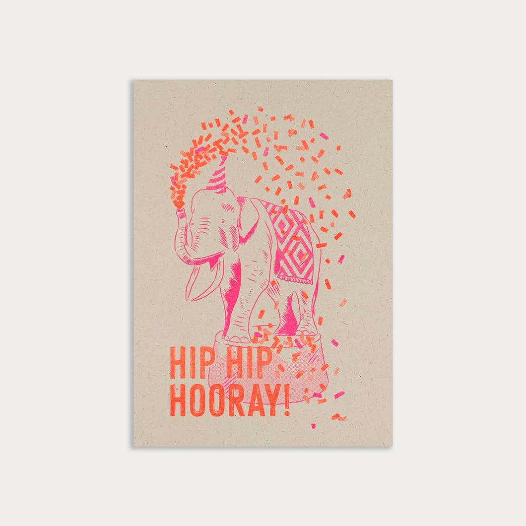 Postkarte / Elefant / Hip Hip Hooray! / Ökopapier