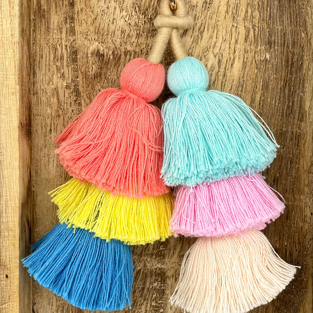 BOHO tassel bag charm multi