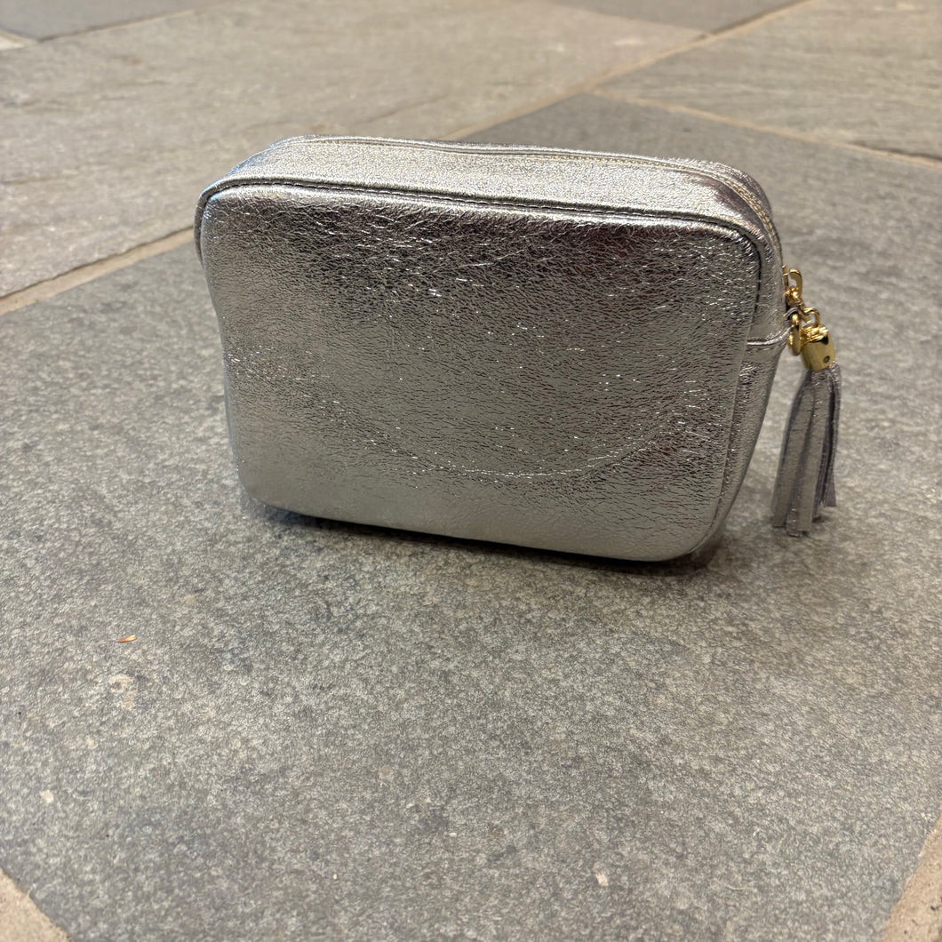 Ledertasche Silber metallic