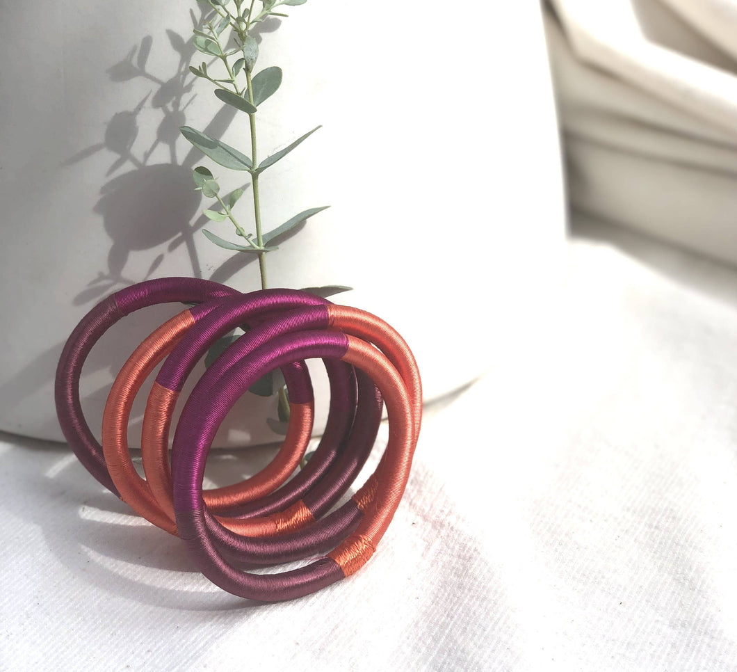 Tricolor Silk Bangle - Fire