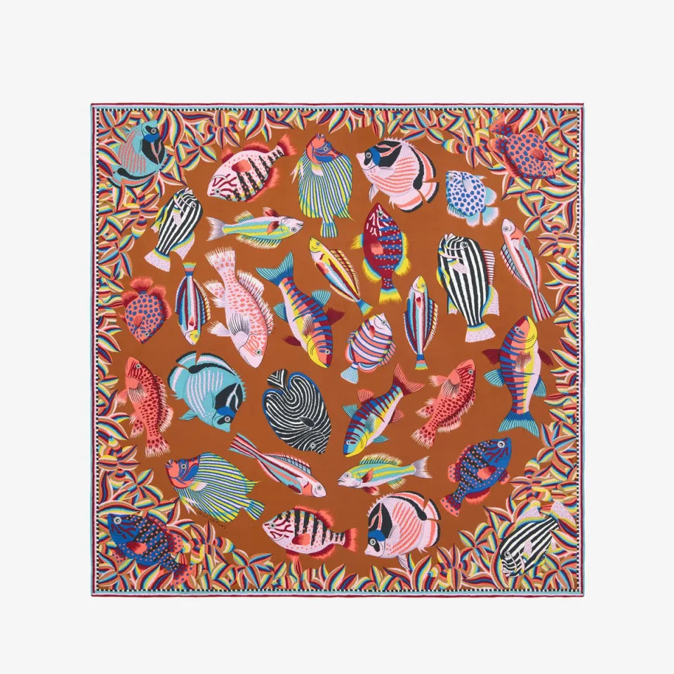 Cotton/Silk Carre 100 - Tuba - Terracotta