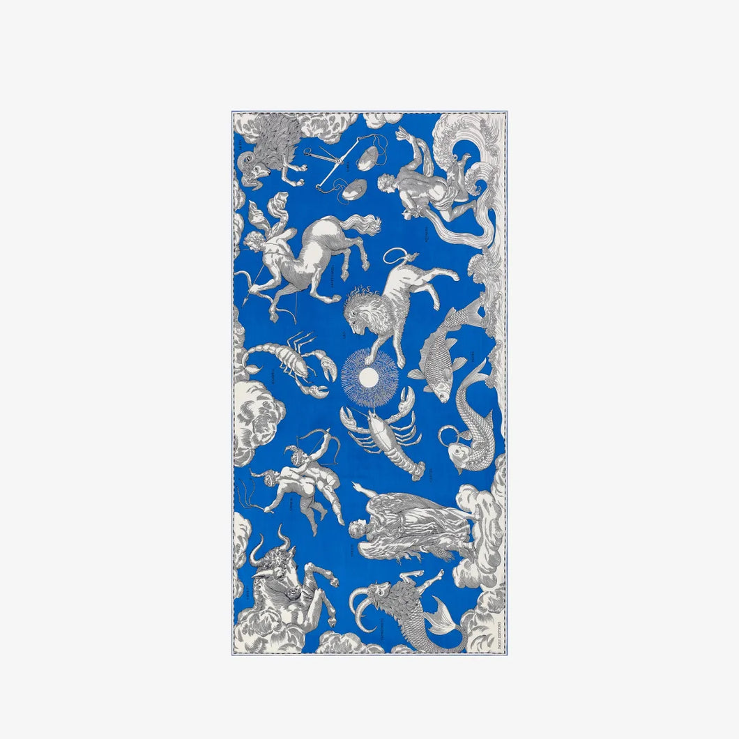 Cotton/Silk Scarf - Astrologie - Blau