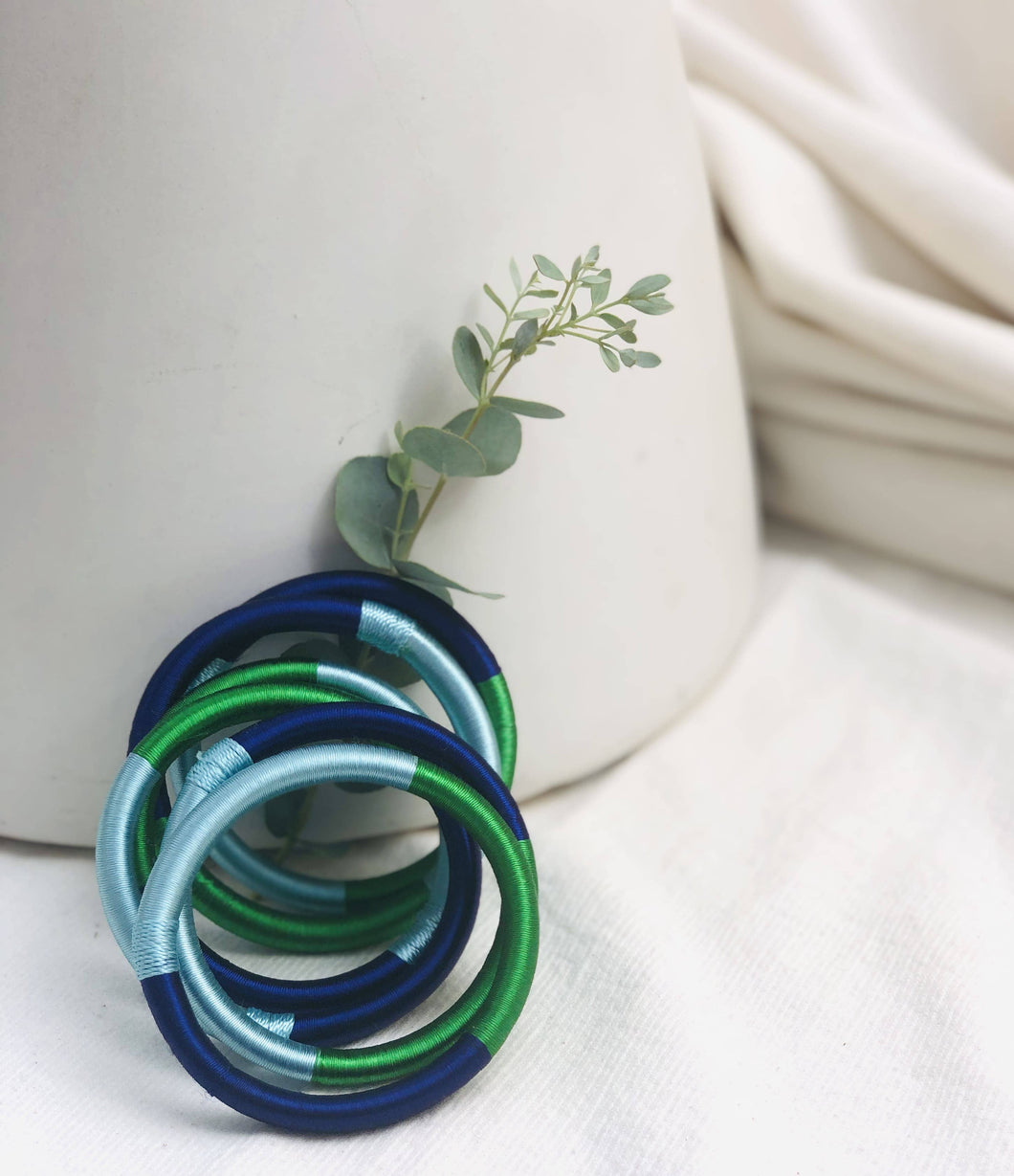 Tricolor Silk Bangle - Ocean