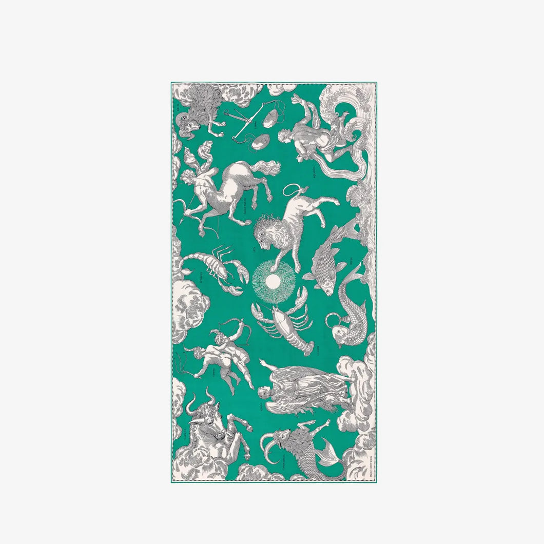 Cotton/Silk Scarf - Astrologie - Grün