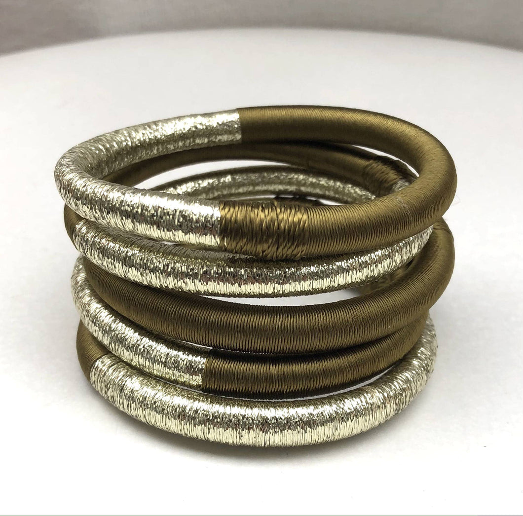 Bicolor Silk Bangle - Bronze/gold