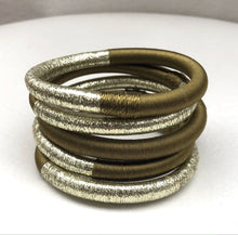 Lade das Bild in den Galerie-Viewer, Bicolor Silk Bangle - Petrol/gold
