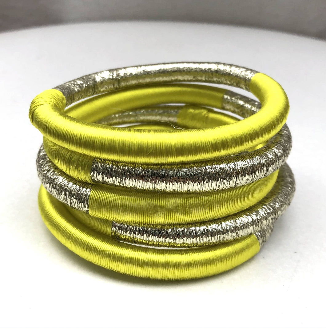 Bicolor Silk Bangle - Lemon/gold