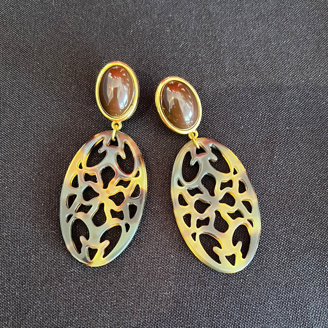 Cabochon mit Lasercut Anhänger - braun