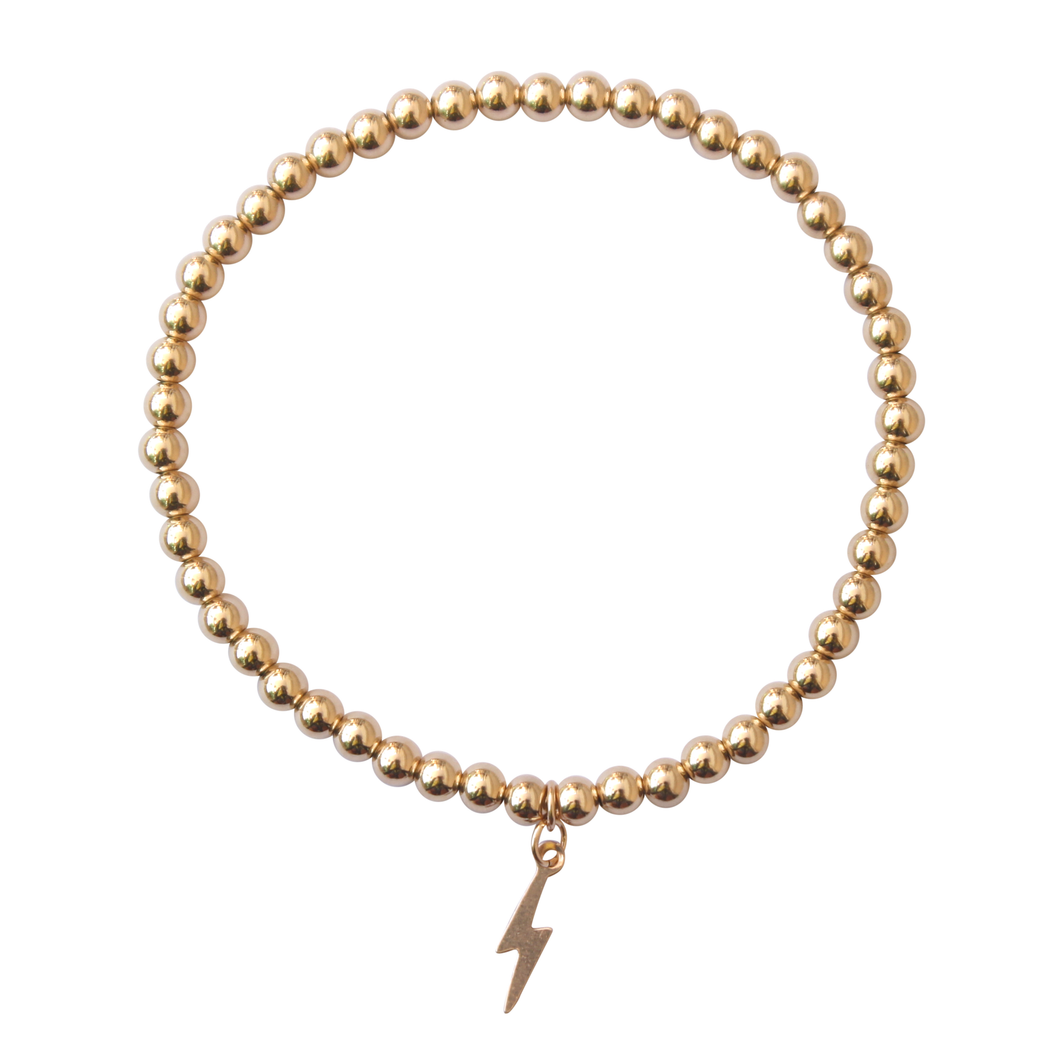 Lightning Charm - 14k Gold Bracelet